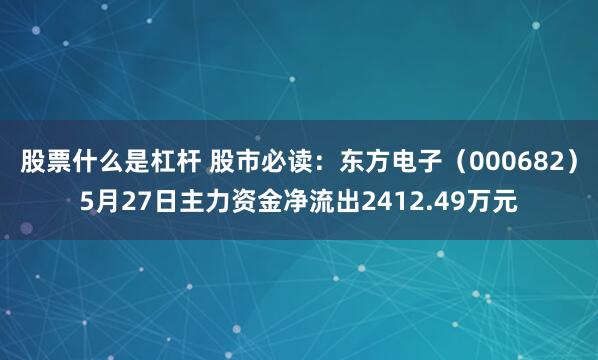 股票什么是杠杆 股市必读：东方电子（000682）5月27日主力资金净流出2412.49万元